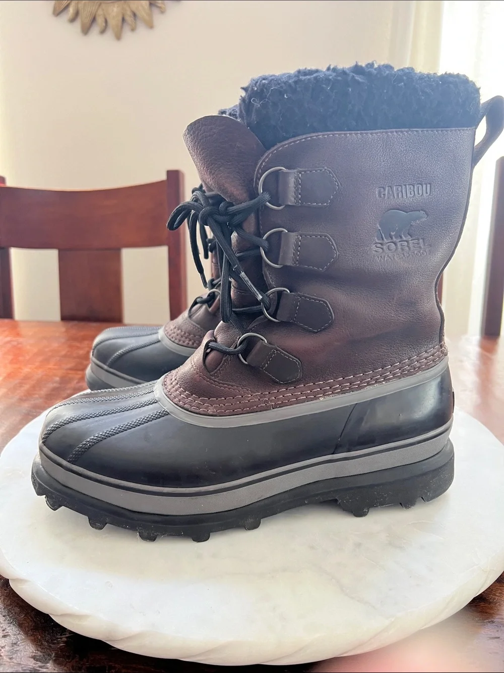 SOREL Caribou Seam-Sealed Waterproof Winter Boots Brown/Black Men's Size 9